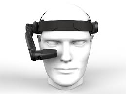 Mannequin head wearing a black headset with a microphone on the left side, mounted around the headband.